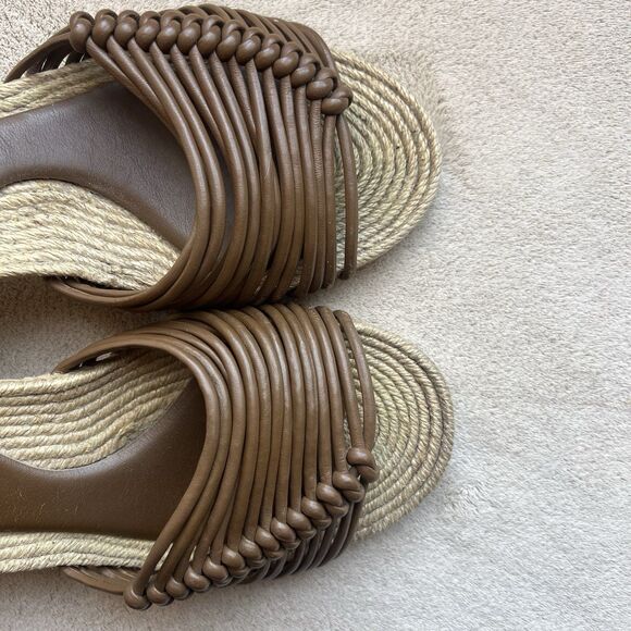 Paloma Barcelo Brown Leather Knot Straps Jute Heel Sandal Women EU 37 US 6.5 - Picture 10 of 16